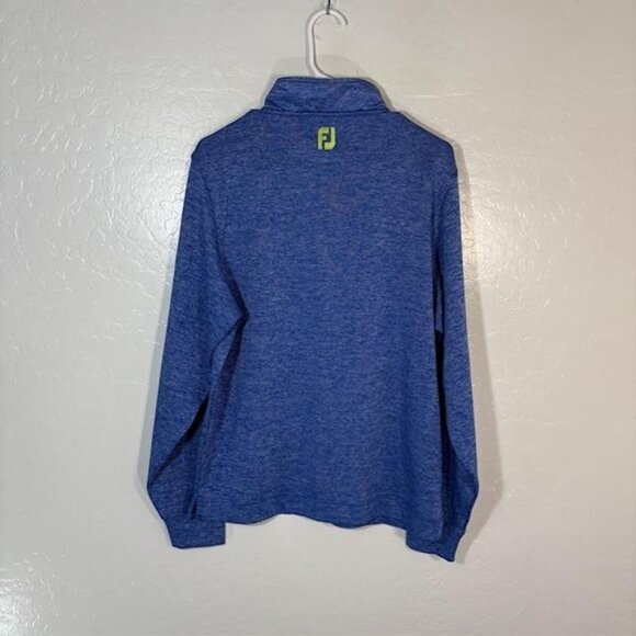 FootJoy Pullover Mens Medium Blue Heather Quarter Zip Golf Chest Pocket FJ Logo - Picture 6 of 8